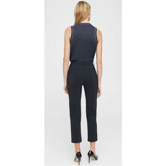 NWT THEORY Cropped High-Waist Zaire SW Pant in Precision Ponte BLACK -size 30/10 - Picture 5 of 10